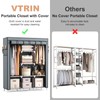 VTRIN Portable Closet Wardrobe for Hanging Clothes with 2 Hanging