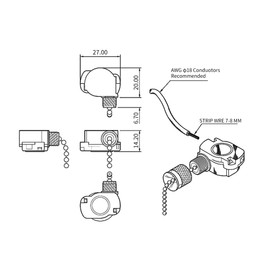 Hunter Ceiling Fan Light Switch E87438 - Pull Chain Switch, Two-Wire On-Off, 11" Beaded Chain, 3A/6A 125V/250VAC