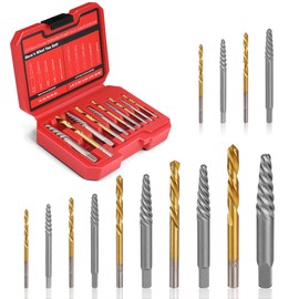 UYECOVE 14 Pieces Screw Extractor Set, Left Hand Drill Bits Set for Removing Stripped Screws and Broken Bolts 35# Cr-Mo & 6542 HSS Steel Cobalt Easy Out Screw Extractor Set Broken Bolt Extractor Kit