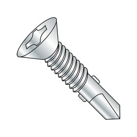 Steel Self-Drilling Screw With Wings, Zinc Plated Finish, 82 Degree Flat Head, Phillips Drive, #4 Drill Point, 1/4"-20 Thread Size, 3" Length (Pack of 25)