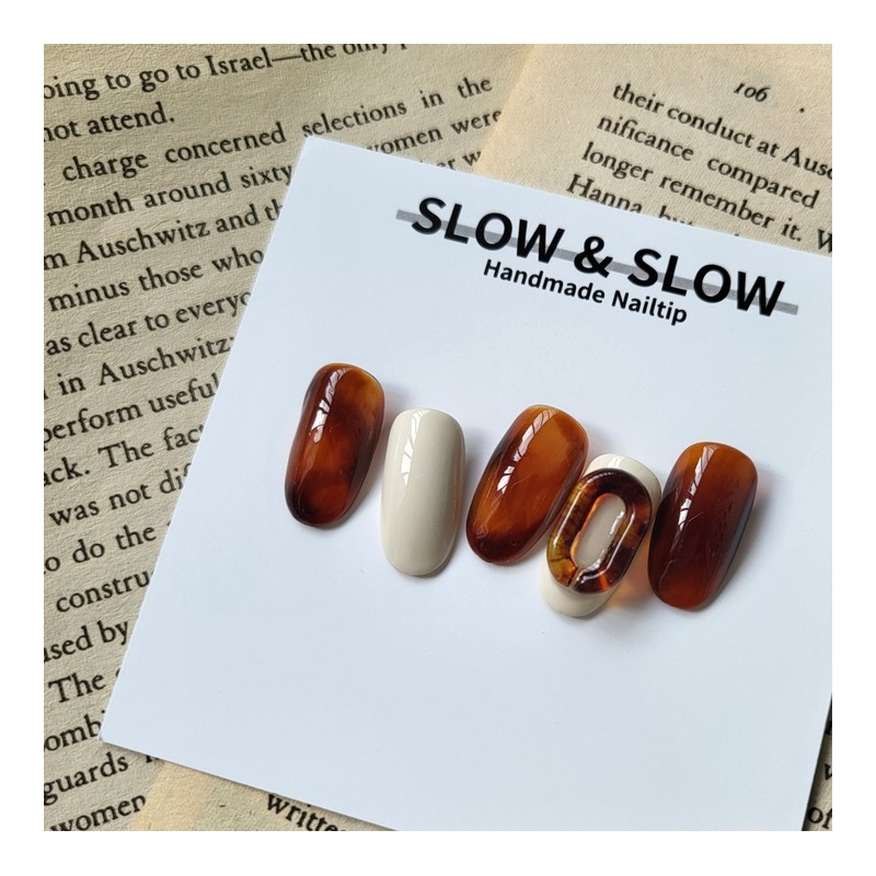[Fall Discount]Pumpkin Marble NailPosition can be changed - Short Nose