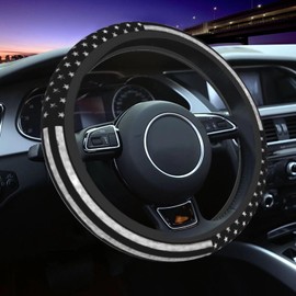 Black American Flags Steering Wheel Cover Vintage American Flag Steering Wheel Covers American Flag Car Accessories Universal 15 Inch Camo Steering Wheel Cover Men Sweat Absorption Non-Slip Protector