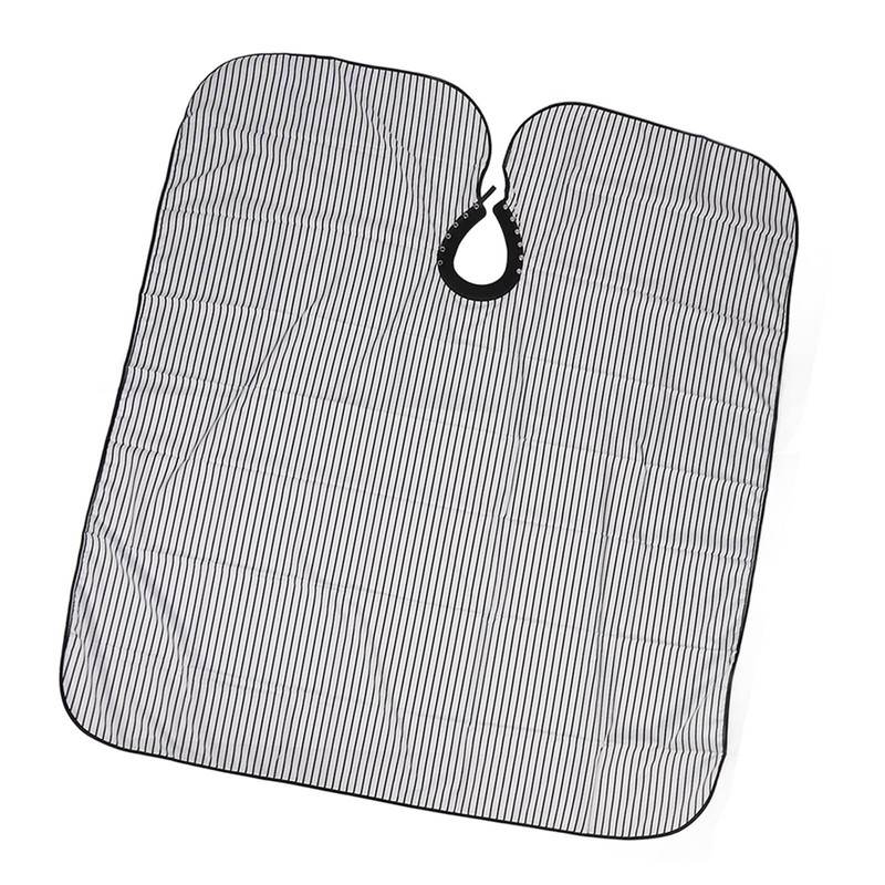 Hair Cut Cape Striped Polyester Waterproof Smooth Surface Neckline Adjustable