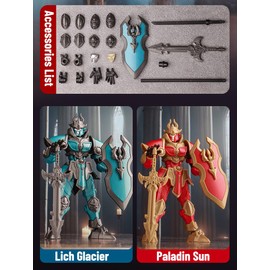 Gearblox Paladin Sun Armor Knight Figura de acción, muñeco móvil multiarticulado medieval T13, figura de robot articulada, modelo de exhibición de caballeros de la muerte de fantasía, guerrero no
