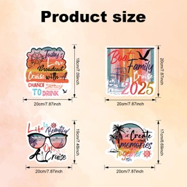 Gosknor Pack of 4 Cruise Door Decorations Magnetic, 4 Styles 2025 Large Retro Family Cruise Ship Door Magnets for Fridge Cabin Carnival Car Computer Decor