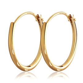 NKlaus Pair of 15 mm Creole Earrings 333 Yellow Gold 8 Carat Gold Earrings 1.3 mm Thick 3086, Yellow Gold