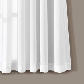 Lush Decor Avery Curtains Ruffled Vintage Chic Style Window Panel Set for Living, Dining Room, Bedroom (Pair), 54"W x 63"L, White