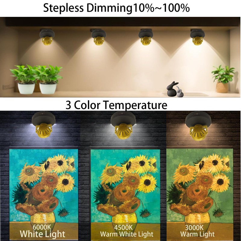 Wireless LED Indoor Spotlight, Rechargeable Uplights Battery Powered Picture Lights
