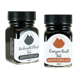 Monteverde 60ml Core Fountain Pen Ink Bottle (30ml Midnight Black Ink Bottle G309MB, 30ml Canyon Rust Ink Bottle G309CP)