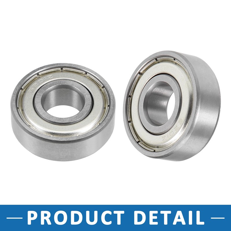 A ABSOPRO Ball Bearing Double Shielded 6201ZZ 12x32x10mm Chrome (Set