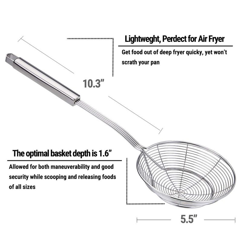 TEMCHY Spider Strainer Skimmer Ladle, 5.5 Inch Stainless Steel Solid