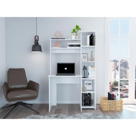Tuhome Versalles Writintg Desk, Two Superior Shelves, Bookshelf -White