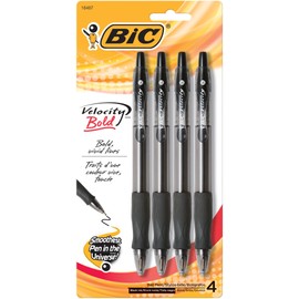 BIC Velocity Bold Ball Pen, 1.6mm, Black, 4ct (VLGBP41-Blk)