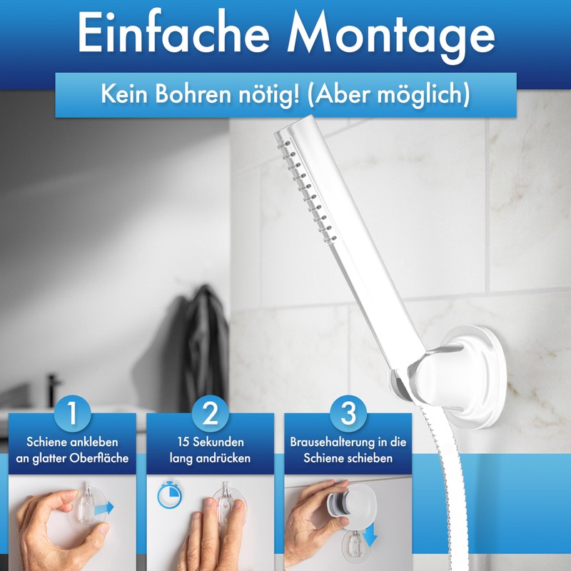 WISCHMA Shower Holder – Shower Head Holder – No Drilling