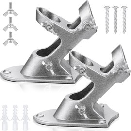 Jetec 2 Pcs Flag Holder Flag Bracket Heavy Duty House Flag Pole Holder Bracket Aluminum Mount Stainless Steel Hardware Strong and Rust Proof 1" Inner Diameter (Silver)