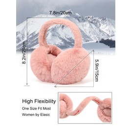 La Carrie Unisex Winter Foldable Earmuffs Plush Faux Fur Ear Muffs Outdoor Cold Weather Ear Warmers for Women and Men(Pink)