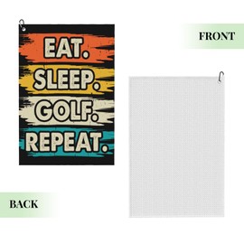FATTTYCY Eat Sleep Golf Repeat Funny Golf Towel for Golf Bags with Clip