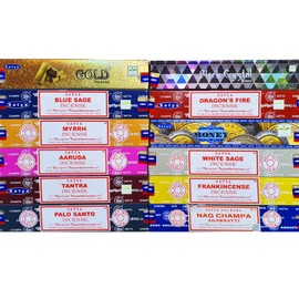 Satya Incense Sticks, Assorted 12 Fragrances (Pack of 4)