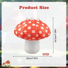 Pack of 2 paper lanterns, mushroom, hanging lanterns, mushroom decoration, for birthday party, baby shower, children's room, garden, wedding decoration