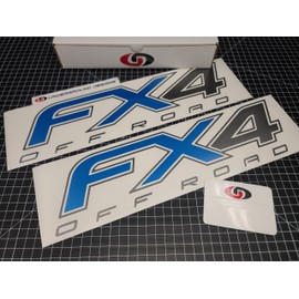 FX4 Decals (2-Pack) Off Road Bedside Fender Stickers Fits 2012-2015 F150 F250 F350 (Metallic Charcoal & Bright Blue)