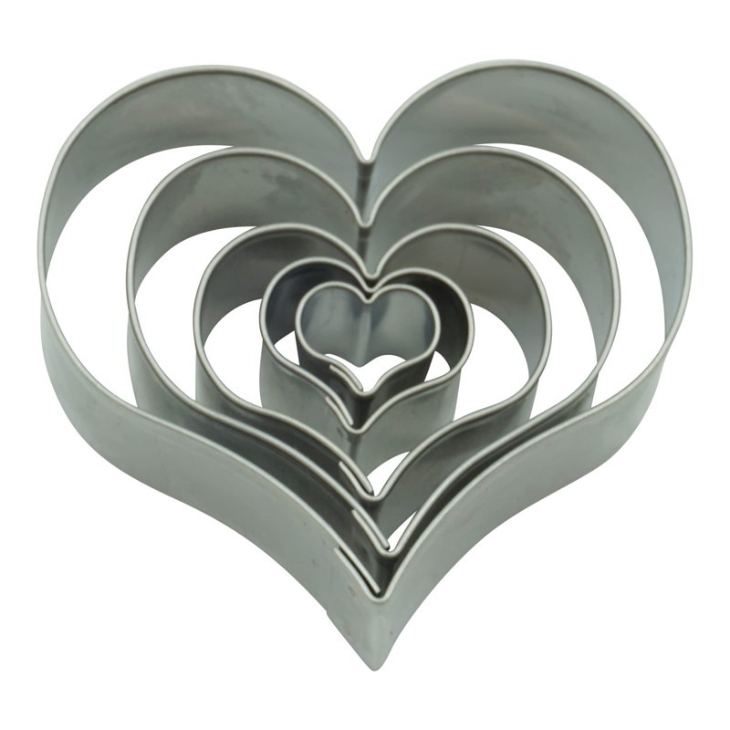 5 Stück Ausstecher Gebogen glatt Herz Ausstecher Edelstahl Ausstecher