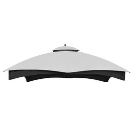 Hugline Outdoor Replacement Canopy Top Double Tier Gazebo Roof Cover for Lowe's Allen Roth 10x12 Gazebo #GF-12S004B-1 (Gray)