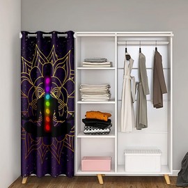 Chakra Door Curtain for Doorway Privacy for Girls Adults Boho Mandala Insulated Thermal Curtain Purple Galaxy Insulated Thermal Curtain Chic Golden Bohemian Zen Spiritual Window Treatments 42"x80"