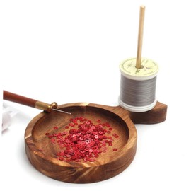 VILLFUL Weaving Beading Tray Wooden Fish Shape Beading Plate Spool Holder for Diy Jewelry Craft Projects Easy Bead Stringing Tool for Efficient Crafting and Organizing