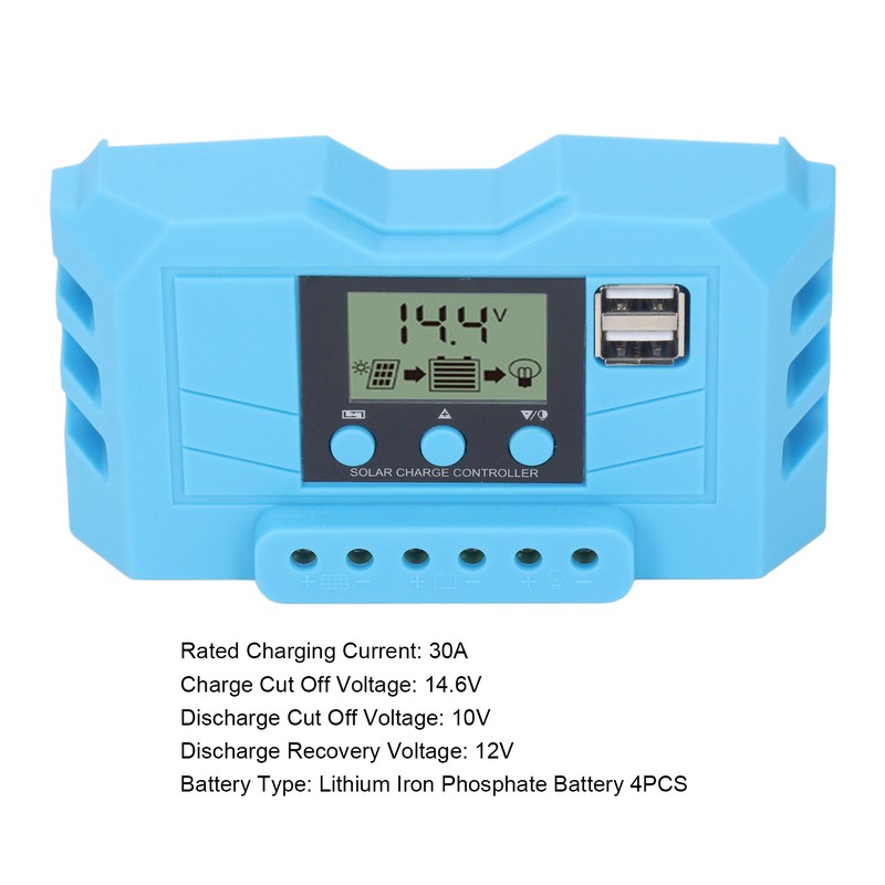 Solar Charge Controller LCD Display 12V 24V Dual USB Port