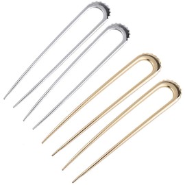 IKOPFLN Pack of 4 French Metal Hair Pins for Thick Hair, French Hair Pins, U Shaped Hair Pins, Hair Sticks, Hair Forks for Women, Styling Hair Accessories