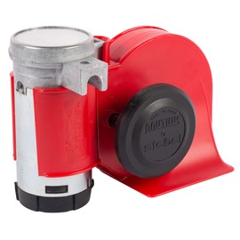 Stebel 12 Volt Red Nautilus Electric Air Horn Kit + Relay 139dB Loud and Great as an Upgrade for Cars - SUV - 4x4 - Buses - RVs - Motorbikes - Trucks - Utes