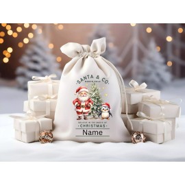 Unbranded Santa Bag, Santa and Co, Quality Canvas/Draw String Top, Personalize (san121)