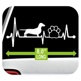 Dachshund Heartbeat Pet Paw Lifeline Decal Sticker for Car Window 8 Inch BG 148