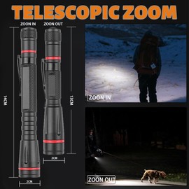 LIAISIMI Mini LED Torch, 3 Modes Handheld Torch Small, LED Pocket Pen Light, Pen Light with Clip, Zoomable, Waterproof for Hiking, Camping, Emergency, Outdoor (Pack of 5, 13 cm)