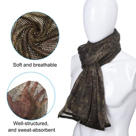 PATIKIL 71"x35" Camouflage Netting Camo Scarf, Mesh Net Camo Veil Camo Neck Scarves Desert Mesh Scarves for Outdoor Games, Green