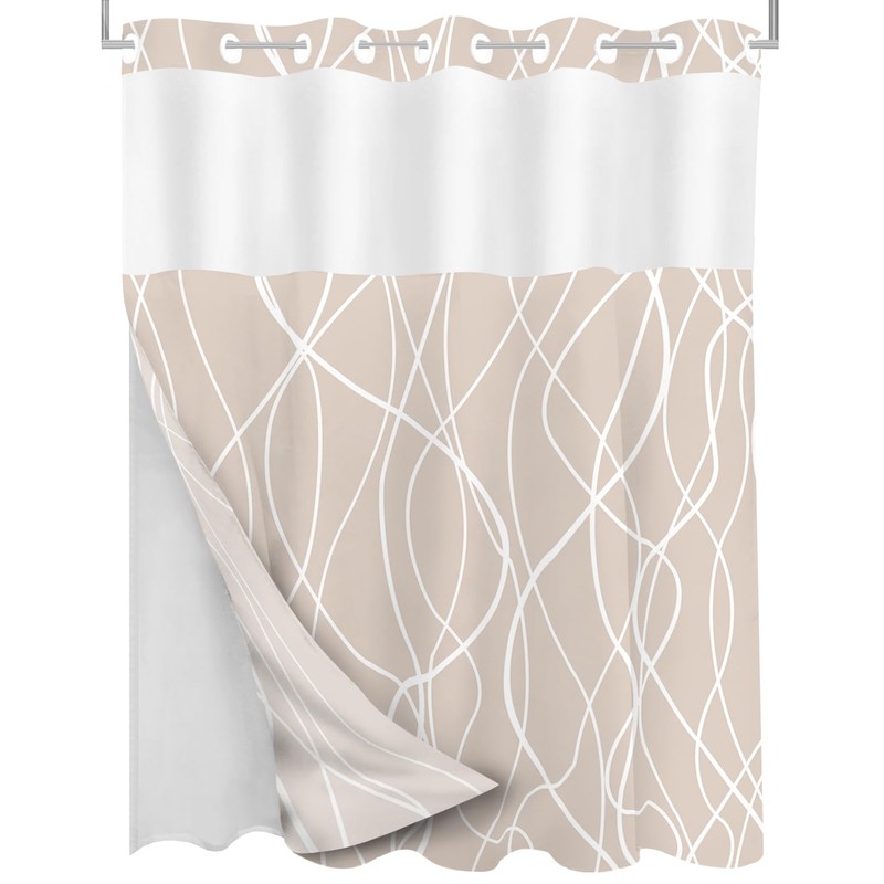 Tititex No Hooks Snap in Liner Abstract Curve Lines Cream