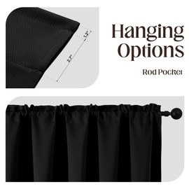 CUCRAF Black Blackout Curtains 63 Inches, Thermal Insulated Noise Reducing Rod Pocket Window Drapes for Bedroom & Living Room(52x63 Inch, 2 Panels)