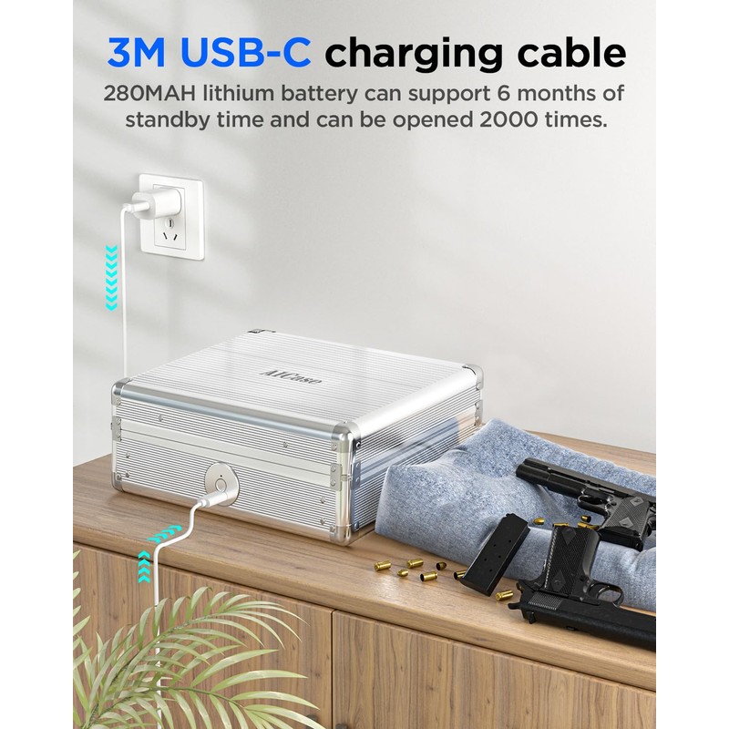AICase Biometric Fingerprint Storage Box Portable Money Jewelry Safe Combination