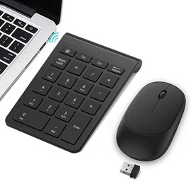 Teclado Numérico y Mouse Inalámbricos, 2.4G Inalámbrico Ultradelgado Teclado Digital de 22 Teclas,Mouse de Juego para Computadora de Escritorio PC Portátil