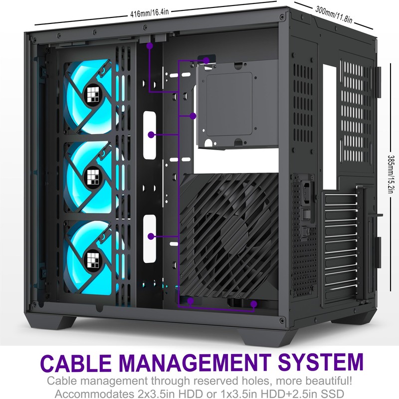 FOIFKIN PC Case - Pre-Installed 6 PWM ARGB Fan, ATX