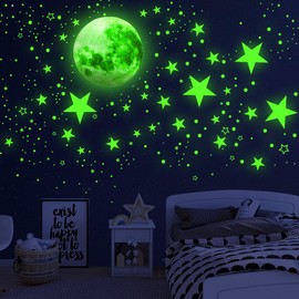Glow in The Dark Stars for Ceiling,Glow in The Dark Stars and Moon Wall Decals, 1003 Pcs Ceiling Stars Glow in The Dark Kids Wall Decors, Perfect for Kids Nursery Bedroom Living Room-Green