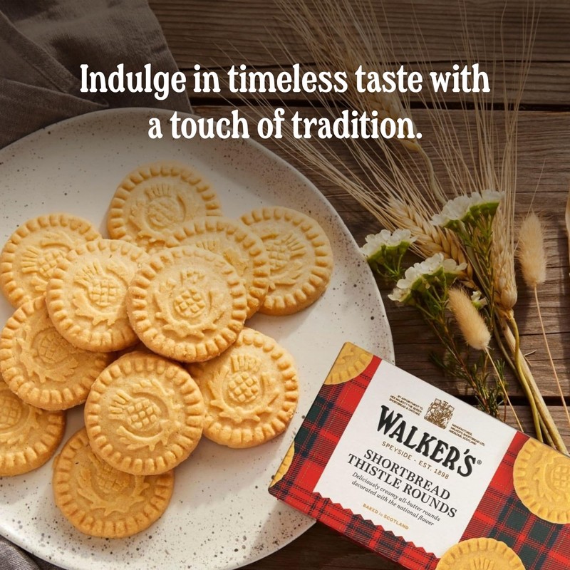 Walker's Shortbread Rounds, Pure Butter Shortbread Cookies, 5.3 Oz Box