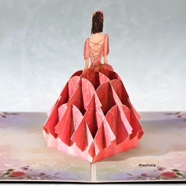 Unbranded T27-3D Pop Up Elegant girl with roses greeting card