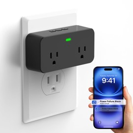 Power Failure Alarm WiFi, Newest Smart Power Outage Alarm with App Remote Cancel Device Alert & Custom Alert Time, 2 Sockets Home Power Loss Alarm for Freezer, GFCI Trips, Sump Pump, Pet Feeder