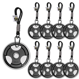 8-Pcs Premium Gym Keychain – 25LB Weight Plate Acrylic Charm with Carabiner Clip – Water Bottle Hanger, Backpack & Keys Accessory (Black)