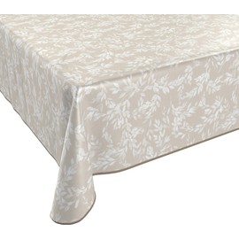 BEAUTEX Oilcloth Tablecloth Wipe Clean Non-Slip with Piping Band Square Round Oval Motif Choice of Colours (Branches Beige, Square 130 x 160 cm)
