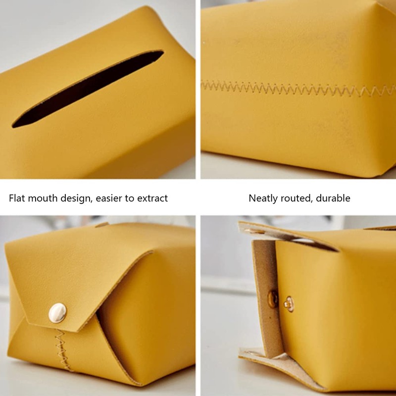 Green Leather Tissue Box Holder Rectangular Tissue Box Cover Dispenser