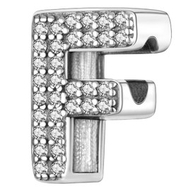 MULA Charms Pendant 925 Silver for Bracelets, Letter Charms A-Z Alphabet Compatible with European Bracelets and Necklace for Women, Sterling Silver, Cubic Zirconia