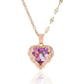 Dijes Para Mujer Collar Corazón cadena chapado en oro rosa 18k zirconia cúbica mujeres