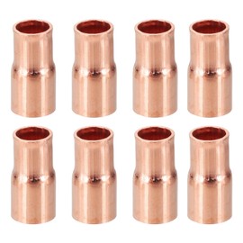PATIKIL 5/16" to 1/4" ID Copper Reducer, 8pcs 99.9% Pure Copper Reducing Coupling Pressure Fitting Pipe Tube Connector Adapter with Sweat Solder Connection